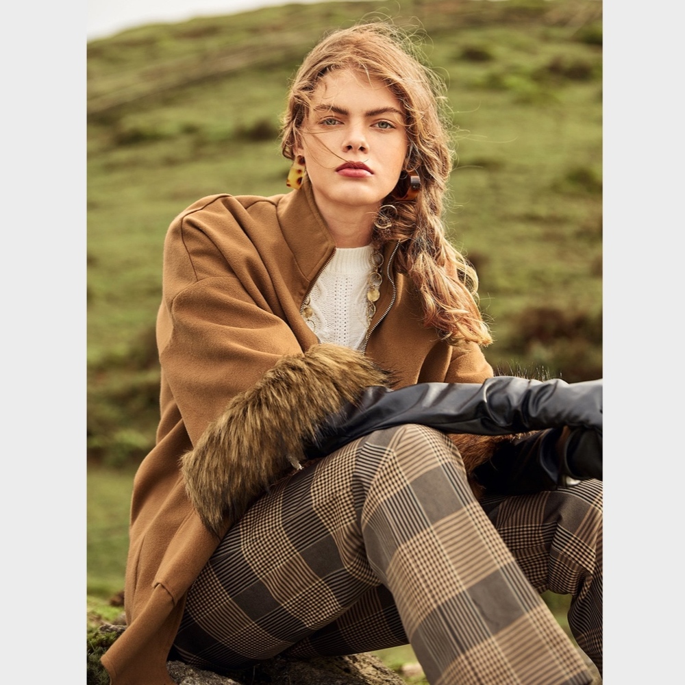 Boho Faux Fur Camel Coat Jacket - Picture 5 of 9